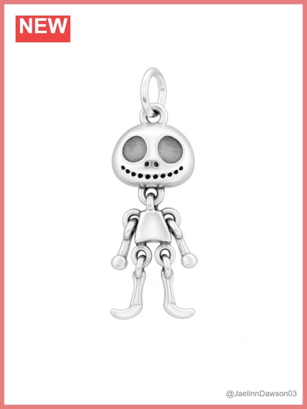 Sterling Silver Oxidized Movable Ghost Face Pendant Necklace